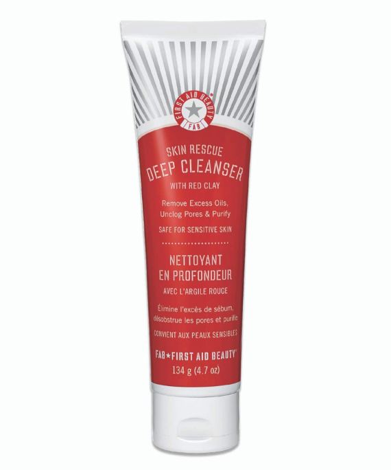 Home First Aid Beauty Skin Rescue Deep Cleanser: Gentle Facial Cleanser & Makeup Remover with Red Clay. Perfect for Combination Skin, Oily Skin, and Normal Skin, 4.7 oz