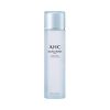 AHC Aqualauronic hydrating toner bottle with water droplets, highlighting its triple hyaluronic acid formula for deep skin moisture.