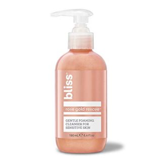 Bliss Rose Gold Rescue Cleanser, Gentle Foaming Face Wash with Soothing Rose Flower Water & Willow Bark for Sensitive Skin, Cruelty-Free, 6.4 oz
