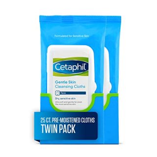 Cetaphil Gentle Skin Cleansing Cloths - Pack of two, 25 cloths each, gentle on sensitive skin.
