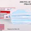 2000 PCS Bulk Blue Disposable Face Masks