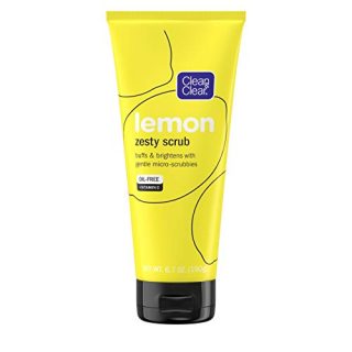 Clear & Clear Lemon Zesty Facial Scrub with Vitamin C - 6.7 oz Tube, Brightening and Exfoliating Oil-Free Face Scrub