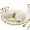 240-Piece Disposable Plates Set - Unleash Elegant Dining Convenience with Ivory and Gold Rim Perfection
