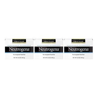 Neutrogena Original Fragrance-Free Facial Cleansing Bar with Glycerin, Pure & Transparent Gentle Face Wash Bar Soap, Free of Harsh Detergents, Dyes & Hardeners, 3.5 oz (Pack of 3)