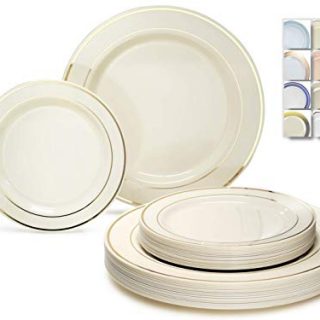 240-Piece Disposable Plates Set - Unleash Elegant Dining Convenience with Ivory