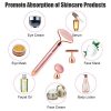 Electric Rose Quartz Face Roller - 3-In-1 Vibrating Jade Roller for Anti-Aging, Wrinkle Reduction, and Skin Firming