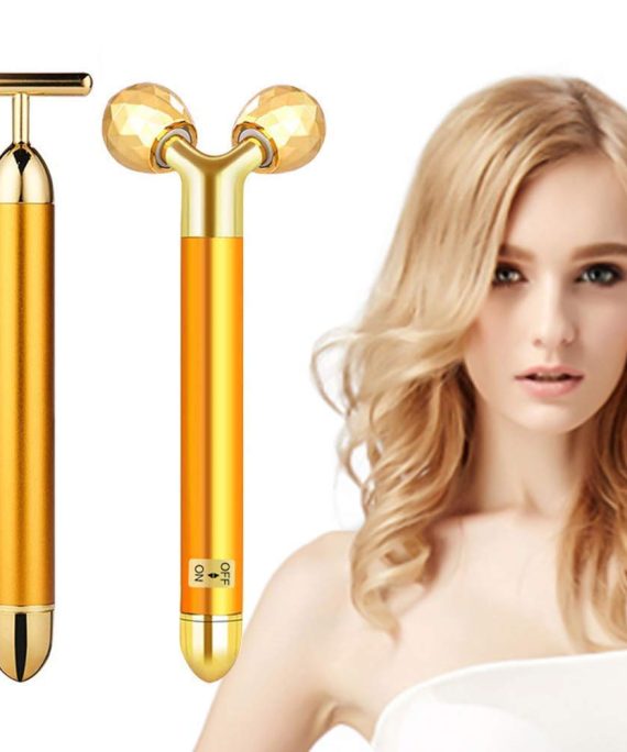 This facial massager comes with a 24k Golden Pulse Beauty Bar and features a 2-in-1 design