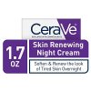 CeraVe Skin Renewing Night Cream - Niacinamide, Peptide Complex, and Hyaluronic Acid Moisturizer for Face - 1.7 Ounce - Overnight Skin Renewal