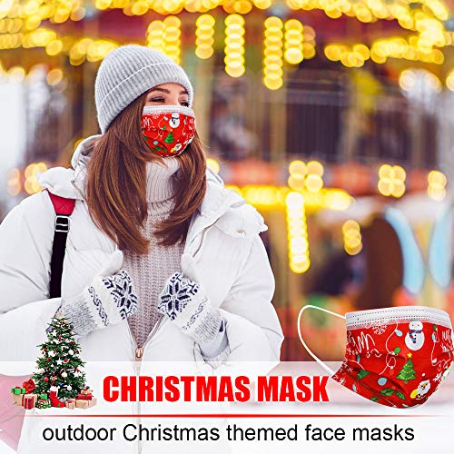 51b1kZb9FJL.SL1500 Christmas Disposable Face Mask Christmas Tree Santa Print Design