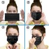 Disposable Black Face Masks 50-Pack: Soft & Breathable Daily Protection