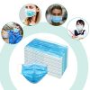 100 Pcs Disposable 3 Ply Earloop Face Masks - Premium Non-Woven Material, Blue