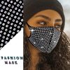 Face Reusable Designer Mask Black Pink Adjustable