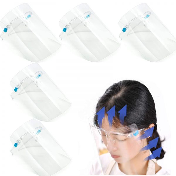 Reusable Transparent Face Visor with Wearing Glasses
