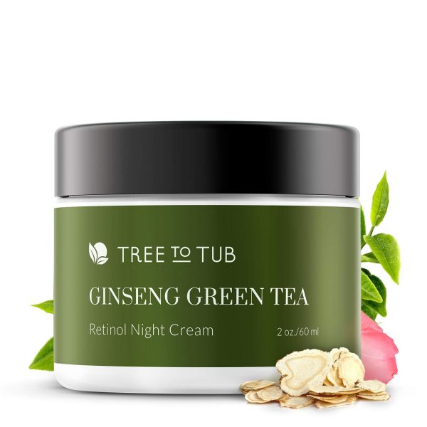 Tree To Tub Retinol Sensitive Skin Night Cream - Gentle Anti-Aging with Hyaluronic Acid, Ginseng, and Green Tea