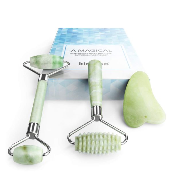 Kimkoo Jade Roller for Face-3 in 1 Kit with Gua Sha Massager