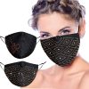 Rhinestone Face Mask Glitter Bling for Women Man Adult(black)
