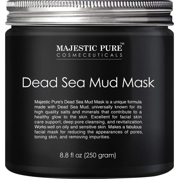 Deep Cleansing Facial Mud Mask for All Skin Types - Majestic Pure Dead Sea Mud Mask for Men and Women - Eliminates Blackheads, Whiteheads, Acne and Unclogs Pores - 8.8 fl. Oz