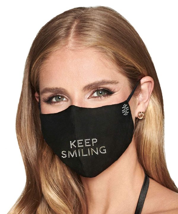 Face Mask Smiling Rhinestone Saying Breathable And Reusable Half Face Earloop
