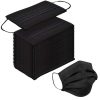100 Pack Black Disposable Face Masks with Adjustable Ear Loops and 3-Layer Protection for Daily Use
