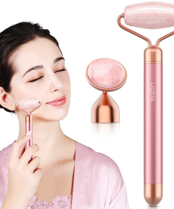 Vibrating Jade Roller for Face - 2 in 1 Electric Face Roller Massager