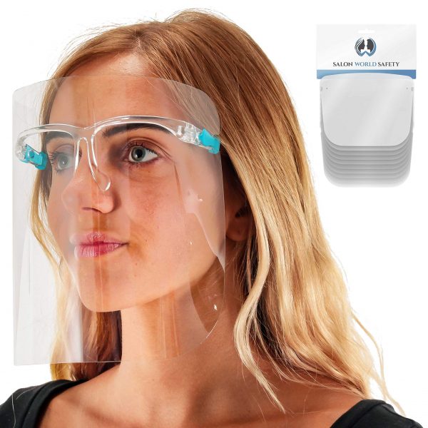 International Salon World Safety Face Shields with Glasses Frames (Pack of 10)