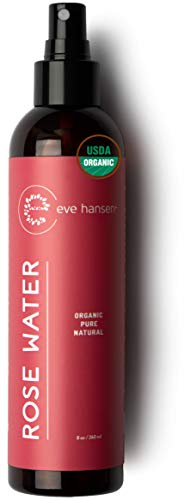 Eve Hansen Organic Rose Water Spray for Face | Huge 8 oz Moroccan Rosewater Face Toner and Makeup Setting Spray | Soothing Neck and Face Mist to Reduce Eye Puffiness, Dark Circles and Redness