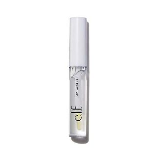 e.l.f. Lip Lacquer providing a shiny, non-sticky finish with moisturizing vitamin E, in a clear 0.08 fl oz tube