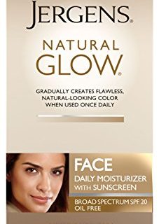 Jergens Natural Glow Oil-free SPF 20 Face Moisturizer, Self Tanner, Medium to Tan Skin Tone Sunless Tanning, 2 Ounce Daily Facial Sunscreen, Featuring Broad Spectrum Protection Across UVA and UVB