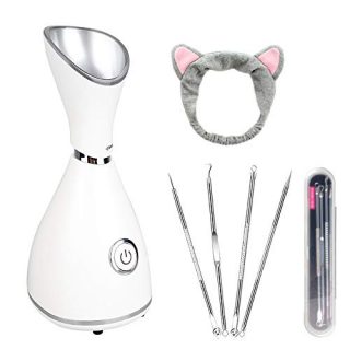 Facial Steamer, DIOZO 10X Penetration 70ML Nano Ionic Facial Steamer Warm Mist Face Steamer for Women Moisturizing Cleansing Pores, With Free 4 Pieces Blackhead Remover Kit and Hair Band