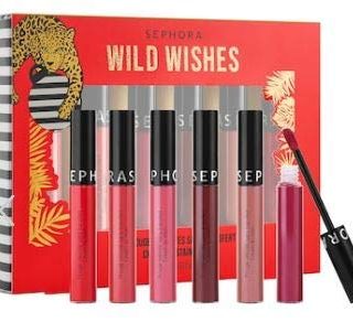 Sephora Wild Wishes Holiday Cream Lip Stain Set - always red, pink tea, rose redux, black cherry, blackberry sorbet, marvelous mauve