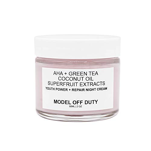 Model off Duty Beauty Youth Power + Repair Night Cream | Neck Cream, Alpha Hydroxy Acids AHA | Organic & Natural Face Moisturizer Creme Anti Wrinkle, Dark Spots, Improved Elasticity, Firmer Skin -2 oz