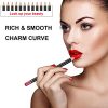 Lip Liner Pencil Set, 12 Color Matt Smooth Waterproof