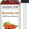 Majestic Pure Rosehip Oil for Face, Nails, Hair and Skin, Pure & Natural, Cold Pressed Premium Rose Hip Seed Oil, 4 oz