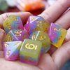 HD DND Dice Set RPG Dice Pink Blue & Yellow Polyhedral