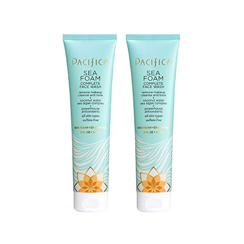 Pacifica Beauty Sea Foam Complete Face Wash, Gentle Daily Facial Cleanser for All Skin Types, Removes Makeup, Oil & Dirt, 5 oz, 2 Pack