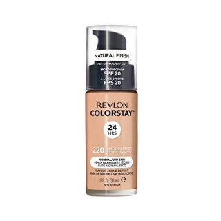 Revlon ColorStay Makeup for Normal/Dry Skin SPF 20, Longwear Liquid Foundation, with Medium-Full Coverage, Natural Finish, Oil Free, 220 Natural Beige, 1.0 oz