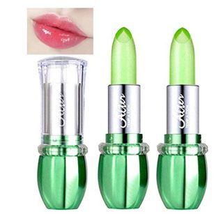 SuperThinker 2 Pack Aloe Vera Lipstick, Long Lasting Nutritious Lip Balm Lips Moisturizer Magic Temperature Color Change Lip Gloss, Moisturizing Lip Care Lipstick (2Pcs Green)