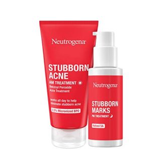 Neutrogena Stubborn Acne AM Face Treatment with Benzoyl Peroxide, 2.0 oz & Stubborn Marks PM Treatment with Retinol SA, 1 fl. oz