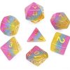 HD DND Dice Set RPG Dice Pink Blue & Yellow Polyhedral