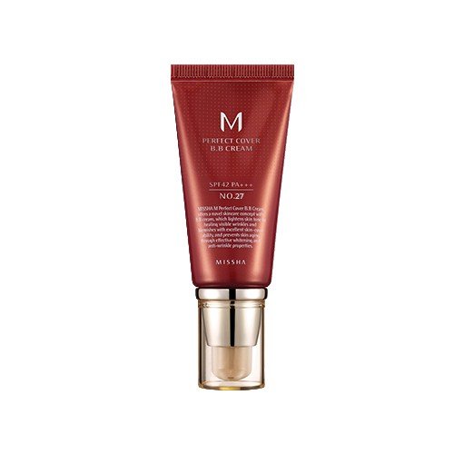 MISSHA M PERFECT COVER BB CREAM #27 SPF 42 PA+++ 50ml-Lightweight, Multi-Function, High Coverage Makeup to help infuse moisture for firmer-looking skin with reduction in appearance of fine lines