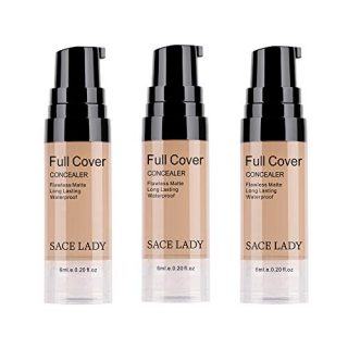 3 Pack Pro Full Cover Liquid Concealer, Waterproof Smooth Matte Flawless Finish Creamy Concealer Foundation for Eye Dark Circles Spot Face Concealer Makeup, Warm Natural