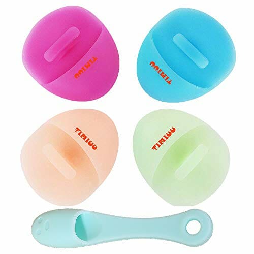 Timiuu Silicone Face Cleanser and Massager Brush | Manual Facial Cleansing Brush with Soft Bristles | Nose Brush for Cleansing and Exfoliating | Handheld Mat Scrubber, Set of 5