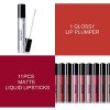 BONNIESTORE 12Pcs Matte Liquid Lipstick Set with Lip Plumper