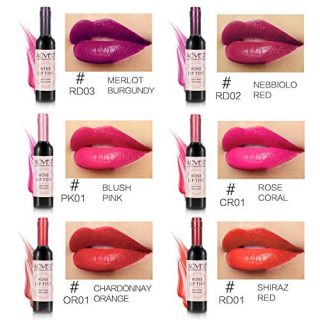 Wine Lip Tint, 6 Colors Natural Liquid Lipstick Long Lasting Mini Make Up Lip Gloss Matte Lip Sticks Wine Bottle (6 Pcs)
