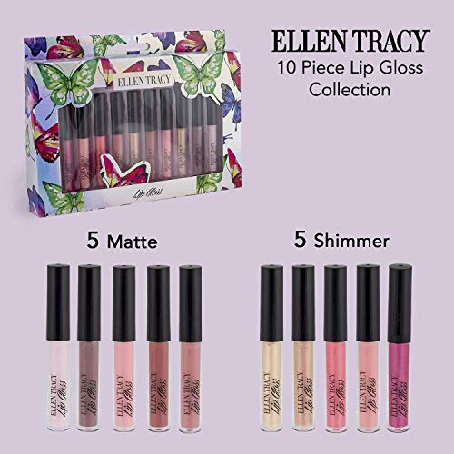 518urPXqoGL.SL1500 Ellen Tracy 10 Pc Lip Gloss Collection, Shimmery Lip Glosses
