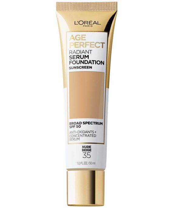 L'Oreal Paris Age Perfect Radiant Serum Foundation with SPF 50, Nude Beige, 1 Ounce