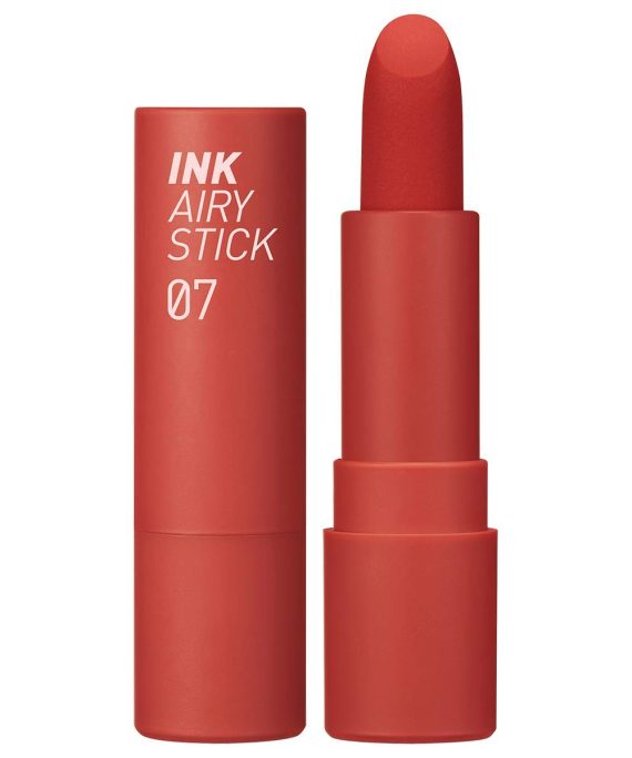 Peripera Ink Airy Velvet Lipstick | High-Pigmentation, Lightweight, Soft, Long-Lasting, Smudge-Resistant | Cinnamon Chai Tea (#07), 0.12 fl oz