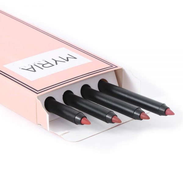 Myria Beauty Lip Liner Pencil Set - 4 Colors Pack - Matte, Natural, Long Lasting Lip Pencil -Vegan Cruelty/Paraben Free - Sharpenable