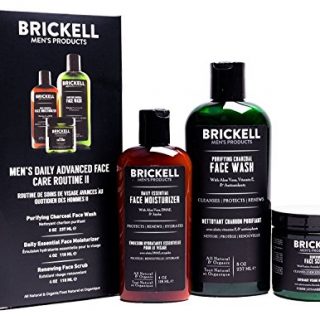 Brickell Men's Daily Advanced Face Care Routine II, Activated Charcoal Facial Cleanser, Face Scrub, Face Moisturizer Lotion, Natural and Organic, Unscented