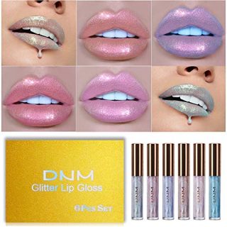 DNM 6Pcs Glitter Sparkly Lip Gloss Liquid Lipsticks Set